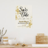 Renten Party Gold Confetti Save the Date Poster (Küche)