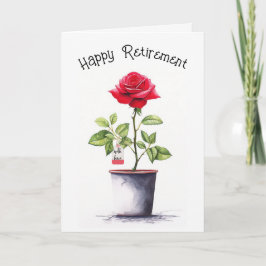 Renten Watercolor Rote Rose Bush Karte