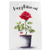 Renten Watercolor Rote Rose Bush Mittlere Geschenktüte (Vorderseite)
