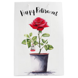 Renten Watercolor Rote Rose Bush Mittlere Geschenktüte