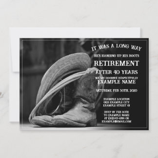 Rentenankündigung mit Cowboyhut und Stiefeln