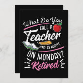 RentenlehrerInnen LehrerInnen am Montag glücklich Einladung (Vorne/Hinten)