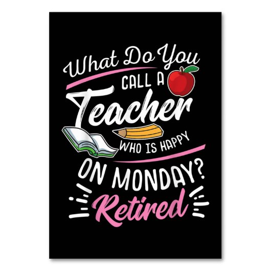 RentenlehrerInnen LehrerInnen am Montag glücklich Tischnummer (Vorderseite)