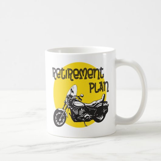 Rentenplan mit Zeichnend Motorrädern Kaffeetasse (Rechts)