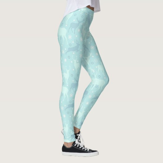 Rentier and Snowflakes Pattern Blue Ice ID546 Leggings (Rechts)