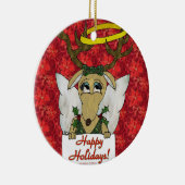 Rentier Angel Happy Holidays Ornament (Rechts)