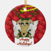 Rentier Angel Happy Holidays Ornament (Vorne)
