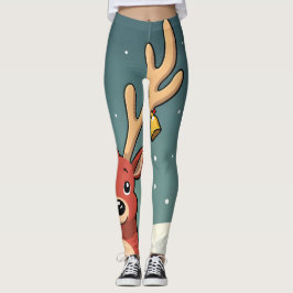 Rentier Antlers mit Jingle Bells in Red and Tan Leggings
