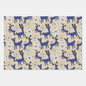 Rentier auf Blau und Braun Geschenkpapier Set (Vorderseite 2)