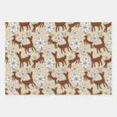 Rentier auf Blau und Braun Geschenkpapier Set (Vorderseite)