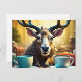 Rentier auf Kaffee Bereit zum Weihnachtsfest Postkarte (Vorne/Hinten)