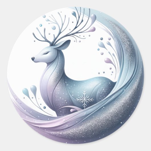Rentier-Aufkleber Runder Aufkleber (Vorderseite)