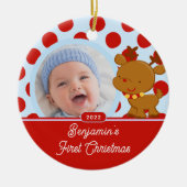 Rentier Baby Boy Foto Weihnachtsdekoration Keramik Ornament (Vorne)
