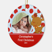 Rentier Baby Boy Foto Weihnachtsdekoration Keramik Ornament (Links)