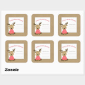 Rentier Baby's erstes Buchzeichen Quadratischer Aufkleber (Blatt)