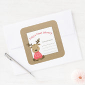 Rentier Baby's erstes Buchzeichen Quadratischer Aufkleber (Umschlag)