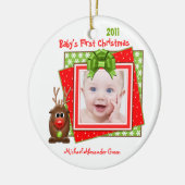 Rentier Baby's First Christmas Foto Ornament (Links)