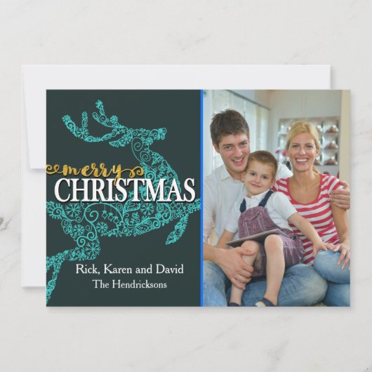 Rentier Background Weihnachtsfotokarte Feiertagskarte (Vorderseite)