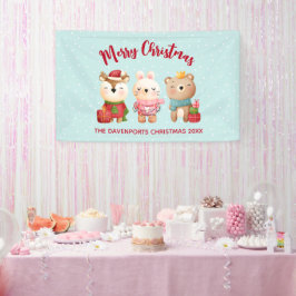 Rentier, Bären & Kaninchen Frohe Weihnachten Banner
