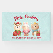 Rentier, Bären & Kaninchen Frohe Weihnachten Banner (Horizontal)