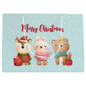 Rentier, Bären & Kaninchen Frohe Weihnachten Große Geschenktüte (Rückseite)