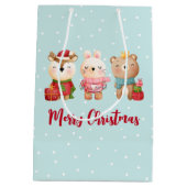 Rentier, Bären & Kaninchen Frohe Weihnachten Mittlere Geschenktüte (Rückseite)