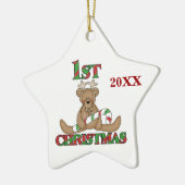 Rentier Bear 1. Weihnachtsdekoration Keramik Ornament (Links)