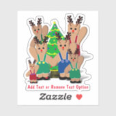 Rentier Bear Familie Weihnachten Aufkleber (Blatt)