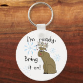 Rentier Bereit für Weihnachtsgeschenke und Geschen Schlüsselanhänger (Vorderseite)