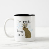 Rentier Bereit für Weihnachtsgeschenke und Geschen Zweifarbige Tasse (Links)