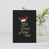 Rentier Black Cat Christmas Lights Cat Lover Chri Einladung (Stehend Vorderseite)