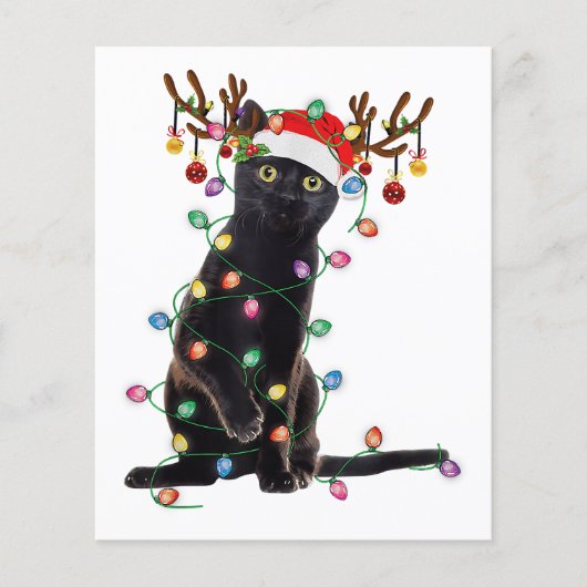 Rentier Black Cat Christmas Lights Funny Cat Liebe (Vorderseite)