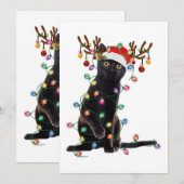 Rentier Black Cat Christmas Lights Funny Cat Liebe Einladung (Vorne/Hinten)