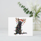 Rentier Black Cat Christmas Lights Funny Cat Liebe Postkarte (Stehend Vorderseite)