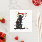 Rentier Black Cat Christmas Lights Funny Cat Liebe Serviette (Beispiel)