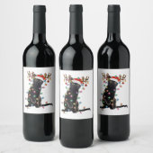 Rentier Black Cat Christmas Lights Funny Cat Liebe Weinetikett (Flaschen)