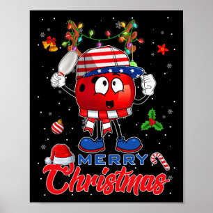 Rentier-Bowlingkugel Amerikanische Flagge Weihnach Poster
