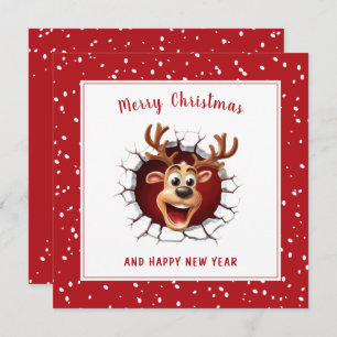 Rentier bricht durch die Weihnachtskarte Karte