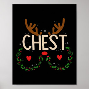 Rentier Brust Nuts Matching Kastanien Weihnachten Poster