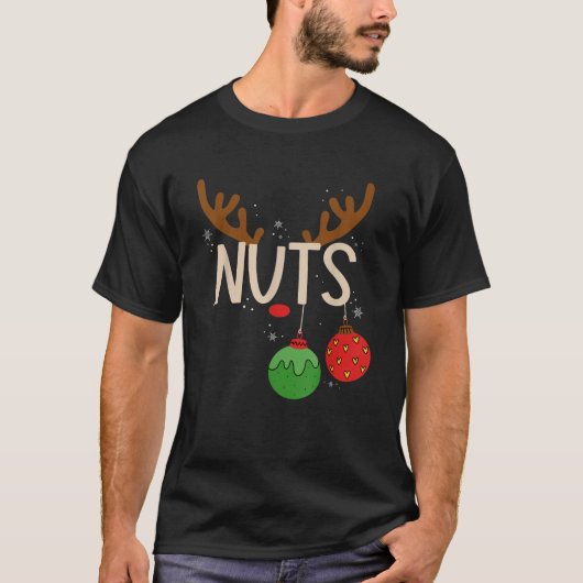 Rentier Brust Nuts Matching Kastanien Weihnachten  T-Shirt (Vorderseite)