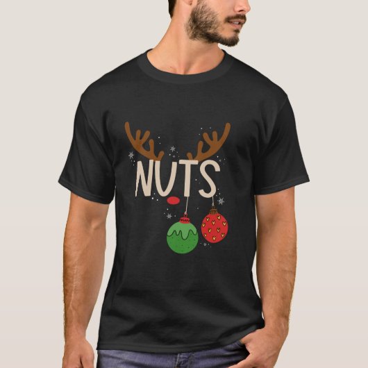 Rentier Brust Nuts Matching Kastanien Weihnachten T-Shirt (Vorderseite)