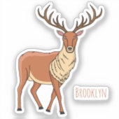 Rentier-Cartoon-Abbildung Aufkleber (Vorderseite)
