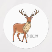 Rentier-Cartoon-Abbildung Etiketten (Design 1)