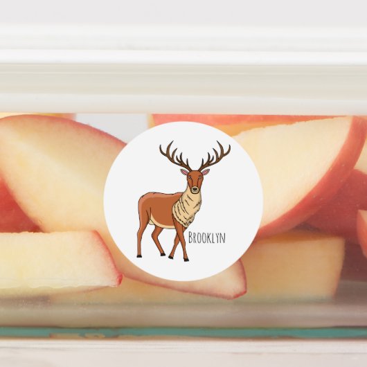 Rentier-Cartoon-Abbildung Etiketten (Befestigt)