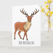 Rentier-Cartoon-Abbildung Karte (Gelbe Blume)