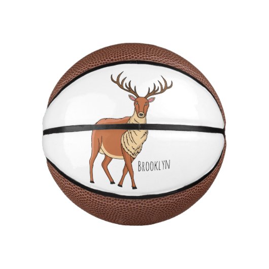 Rentier-Cartoon-Abbildung Mini Basketball (Vorderseite)