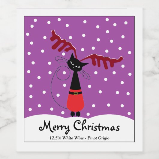 Rentier Cat Christmas Weinetikett (Einzelnes Label)