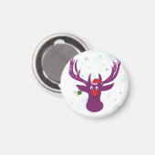 Rentier Chrismas Small, 3,2 cm Round Magnet (Vorderseite/Rückseite)