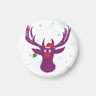 Rentier Chrismas Small, 3,2 cm Round Magnet