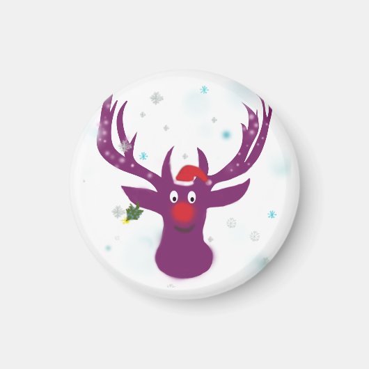Rentier Chrismas Small, 3,2 cm Round Magnet (Vorne)